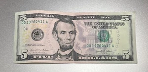 QD 19760411 A - Birthday 1976 April 11 Rare Lucky Note $5 Dollar Bill Fancy No. - Picture 1 of 2