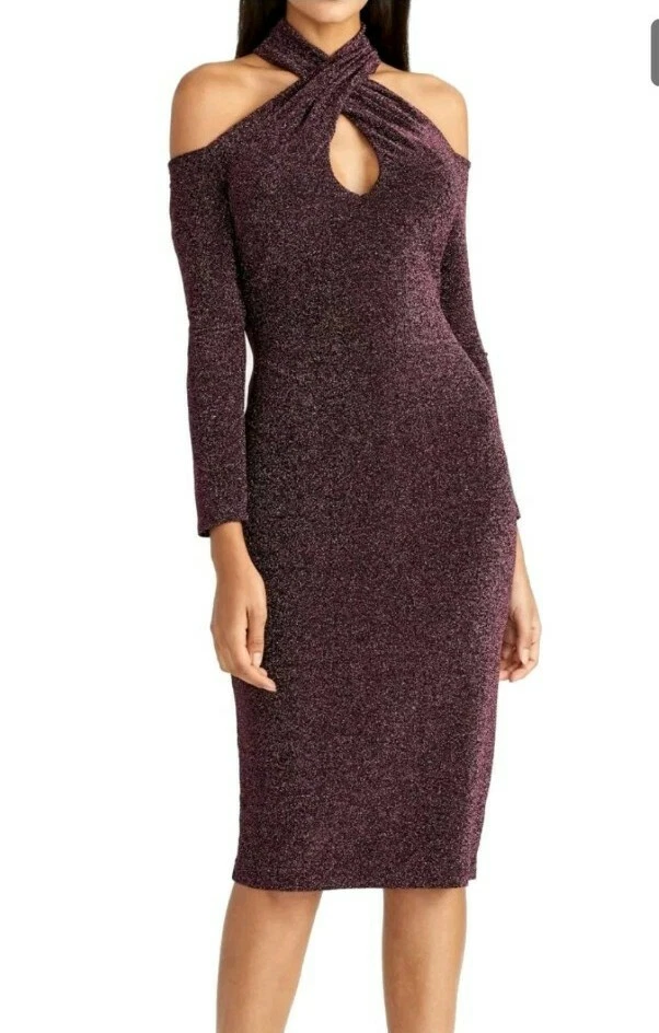 Rachel Rachel Roy Womens Dress Purple Size XS Sheath Cold-shoulder 022