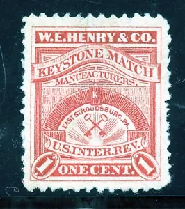 RO 108d, W. E. Henry & Co. Match revenue stamp. - Picture 1 of 2