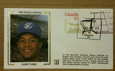 1992 World Series Game Three Roberto Alomar Oct 20, 1992 by Z Silk Cachet - New - Image 1 of 4