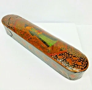   ANTIQUE QAJAR ISLAMIC LACQUER PAPER MACHE SCRIBE BOX قلمدان Polychrome  - Picture 1 of 9