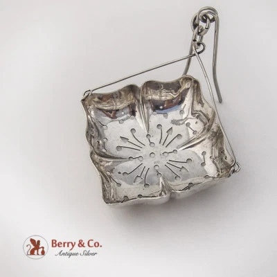 Antiguo colador de té cuadrado pellizcado cesta caño inserto Dominick Haff Sterling Foto 1 de 3