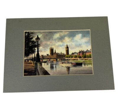 Arte paisajístico del río Támesis Casa del Parlamento de Londres Inglaterra George Dzubiev años 90 Foto 1 de 4