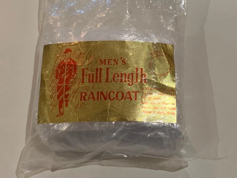 Impermeable compacto vintage para hombre largo completo 3 broches bolsa O/S nuevo Foto 1 de 1