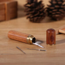 1PC Mahogany Wood Bottle Sewing Needle Box Toothpick Storage Holder Case New