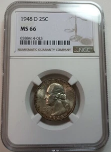 1948-D Washington 25c Quarter NGC MS66 #6588414-023 - Picture 1 of 4