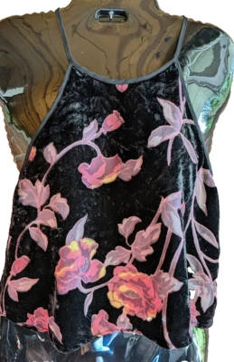 Camiseta sin mangas de terciopelo para mujer Y2K floral capricho bruja hada romántica cottagecore Foto 1 de 4