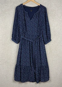 Talbots Dress Womens 16W Blue Anchors Colorful Nautical Beach Preppy Party - Picture 1 of 10
