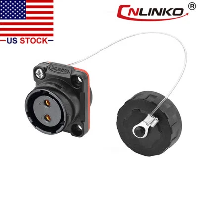 Conector circular de alimentação de 2 pinos soquete de montagem em painel fêmea à prova d'água IP67 M20 - Imagem 1 de 4