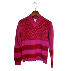 Dries Van Noten Pink/Red 100% Wool V-Neck Sweater Size Medium - Picture 1 of 3