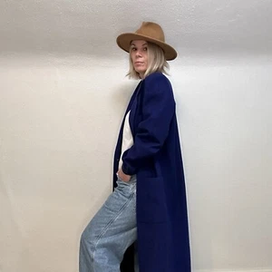 Vintage Fleurette wool periwinkle blue purple longline button overcoat jacket - Picture 1 of 14