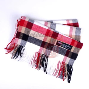 100% CASHMERE Scarf Check Tartan Plaid Wrap Plain Scarves Winter Warm - Picture 1 of 59
