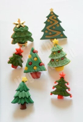 Christmas Trees / Shank Back Holiday Button Embellishments / Mixed Trees - Image 1 of 2