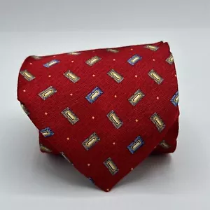 Jos, A Bank Tie Necktie Red 100% Silk 62" x 3.5" Made in Italy XL Length - Picture 1 of 8