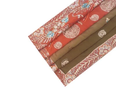 Saris Georgette de colección bordados lentejuelas artesanales sari usado tela de 5 yardas 1415 Foto 1 de 4