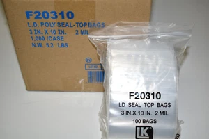 3"x10" Trasparente Chiusura Cerniera Chiusura Top 2-Mil 2 Mil Plastica Poly Sacchetti Gioielli - Foto 1 di 2