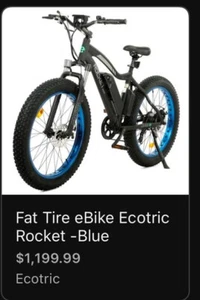 Ecotric 26" Fat Tire Beach Snow E- Bike - Black/Blue - Picture 1 of 3