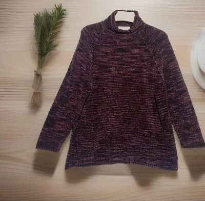 Suéter para mujer Susan Graver Plus 1X Borgoña Negro Grueso Tejido Boho Gorpcore Foto 1 de 4