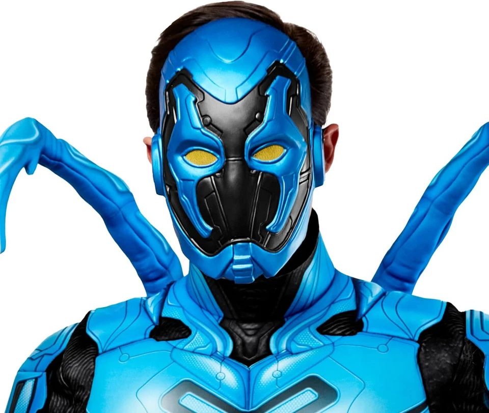 Blue Beetle Plastic Mask DC Comics Fancy Dress Halloween Adult Costume Accessory - Image 1 of 1