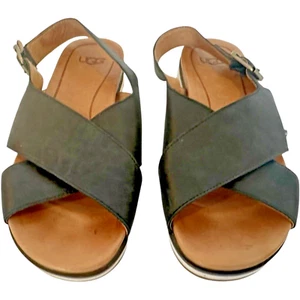 UGG Sandal Womens US Size 7.5 KAMILE Flat Comfort Leather Sling Back Strappy - Picture 1 of 15