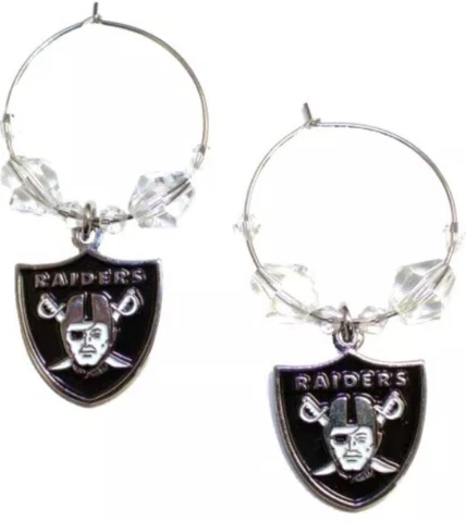NFLAS VEGAS RAIDERS DANGLE EARRINGS NFL CLEAR BEADS HOOP WITH TEAM LOGO LICENSED Cover
