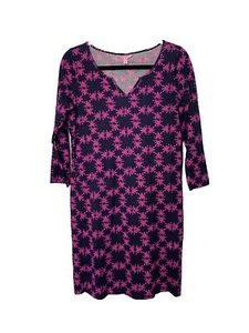Lilly Pulitzer Women’s T-Shirt Dress S Pima Cotton Navy Blue Pink Frogs Preppy - Picture 1 of 10