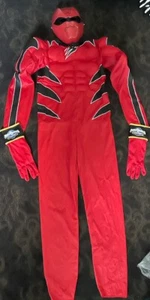 POWER RANGERS GRÖSSE 10-12 GEPOLSTERTER ROTER JUMPSUIT/MASKE/HANDSCHUHE HALLOWEEN KOSTÜM - Bild 1 von 6