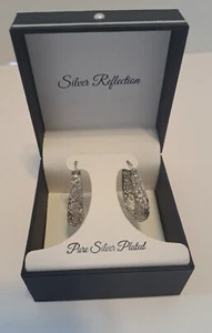 Silver Reflections Pure Silver Plated Oval Hoop Earrings NIB - Picture 1 of 7