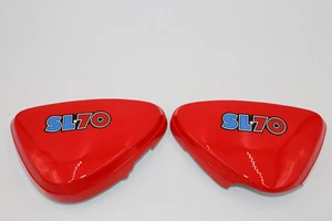 1972 Honda SL70 K0 Frame Side Covers L&R Reproduction Plastic LIGHT RUBY RED - Picture 1 of 4
