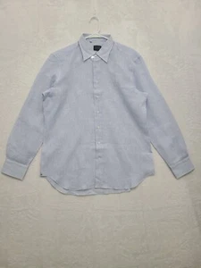 Nigel's Drape Kleidung 100 % Leinen Herren klassische Passform weiß gestreiftes Shirt Größe 17 - Bild 1 von 10