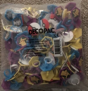 Super Cute Pokémon Rings, 144 Bulk Pack Cupcake Toppers, 4 Designs As Shown - Picture 1 of 6