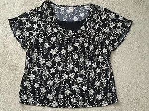 Covington Women's Shirt Ladies Blouse Floral Print SZ 20-22W Black White - Picture 1 of 7