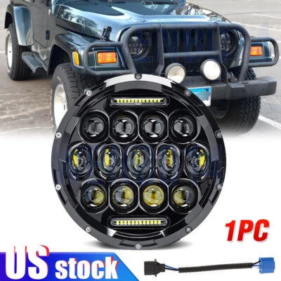Par de faros LED redondos de 7 pulgadas de haz alto bajo para Jeep Wrangler JK LJ TJ CJ Foto 1 de 4
