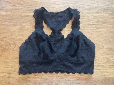 Bralette Felina Negro Encaje Pequeño Ligeramente Forrado Espalda Corredora Línea Larga ¡NUEVO SIN ETIQUETAS! Foto 1 de 2