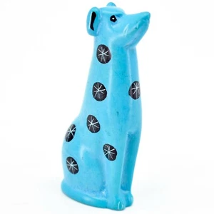 Figura de perro cachorro azul claro piedra jabonera Kisii tallada a mano Chigware Tabaka Kenia - Imagen 1 de 5
