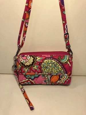 Vera Bradley Crossbody Zip Around Purse Wallet Pink Floral 6 1/2 X 4 - Image 1 of 4
