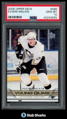2006 UPPER DECK #486 EVGENI MALKIN YOUNG GUNS RC ROOKIE PSA 10 - Image 1 of 4