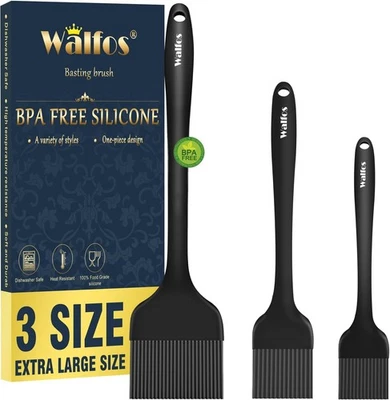 Walfos 3 Size Basting Brush, High Heat Extra Large XL + L + S, Black  - Image 1 of 4