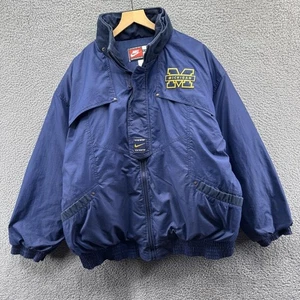 Vintage Michigan Wolverines Jacke Mantel Herren XXL Blau NCAA Football Nike 90s - Bild 1 von 8