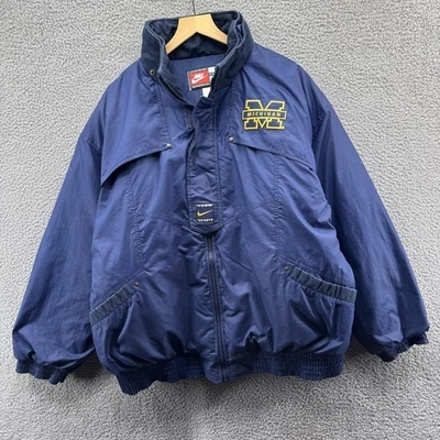 Abrigo Chaqueta De Colección Michigan Wolverines Para Hombre XXL Azul NCAA Fútbol Nike Años 90 Foto 1 de 4