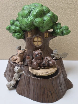 Vintage Ceramic Kimple Mold 1983 Forest Tree Talk To The Animal Music Box - Imagem 1 de 4