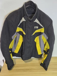 IXS Black/Yellow TEXTILE Motorcycle JACKET Size L 23" Pit - Picture 1 of 18