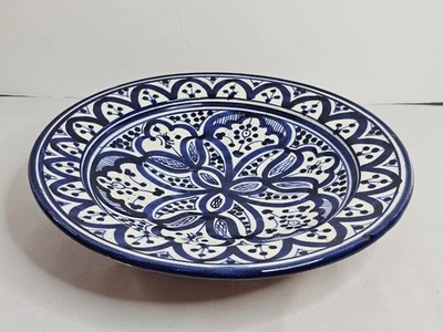 WARDA Safi Firmado Azul Marroquí 10.5” Plato de Cerámica Plato Colgar Arte de Pared Foto 1 de 4