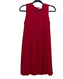 Calvin Klein Red Pleated Dress Size 6 Sleeveless Lined Back Zip - Picture 1 of 10