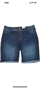 St.Johns Bay Women’s Dark Wash Bermuda Jean Shorts - Plus 20 UEC - Picture 1 of 4