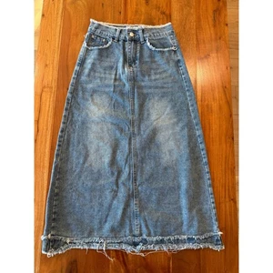Maxi falda vaquera azul envejecido para mujer talla 6 - Imagen 1 de 4