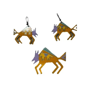 Juego de broches y pendientes de bisonte Laurel Burch esmalte y tono dorado J2Y - Imagen 1 de 4