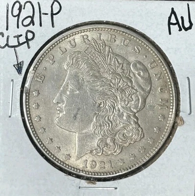1921-P MORGAN SILVER DOLLAR ~ AU CLIP ERROR ~NICE COIN~ - Image 1 of 2