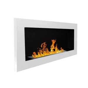 Camino Bioetanolo Bianco da Parete o da Incasso 90 x 40 cm con Cornice - Foto 1 di 8