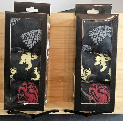 HBO Juego de Tronos Hombre Calcetines Crew 2 Paquetes de 3 Pares Caja Set Nuevo En Caja Foto 1 de 4